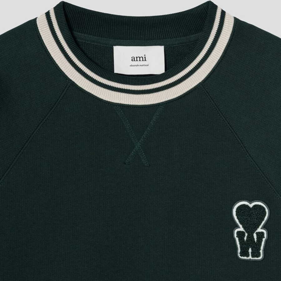 ami (Unisex) Ws Patch Knit Jumper – Vert Foncé