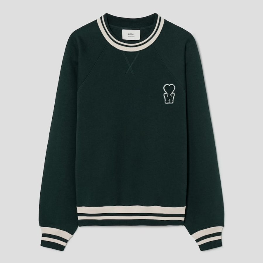 ami (Unisex) Ws Patch Knit Jumper – Vert Foncé