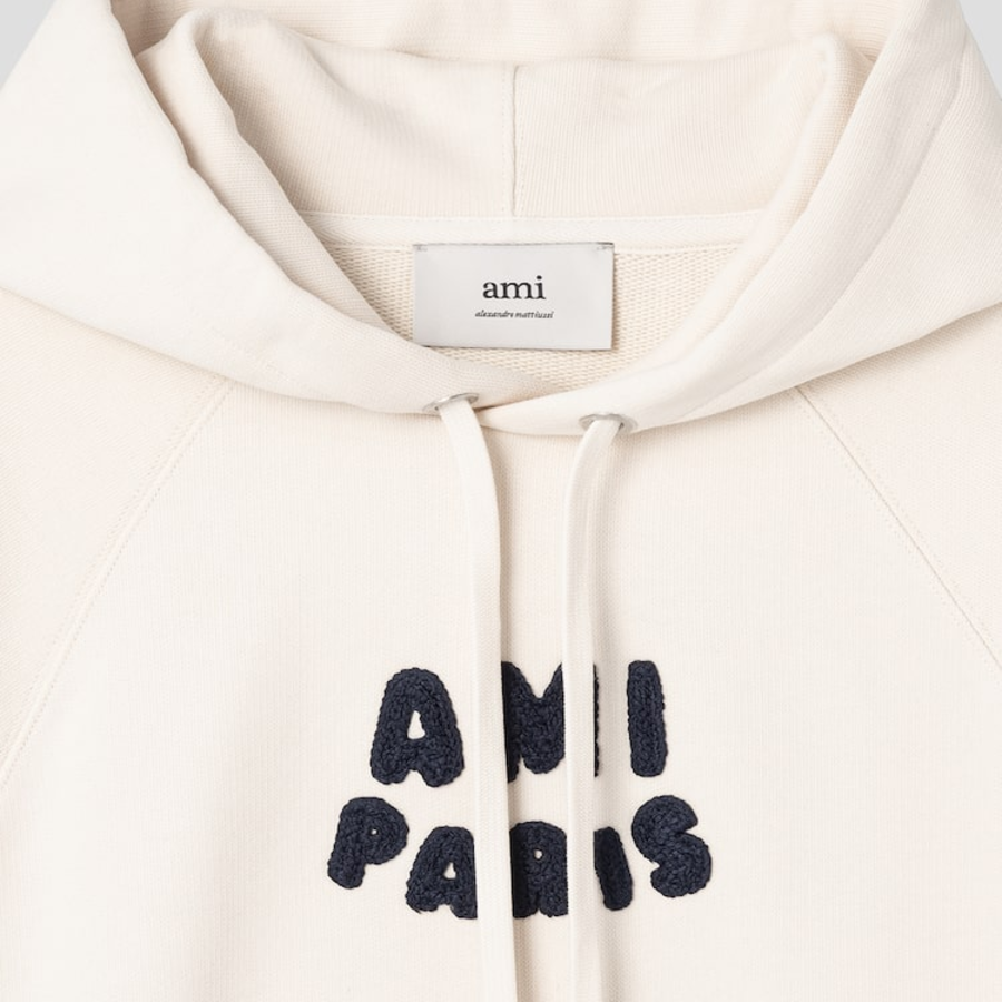 ami (Unisex) Ami Paris Croche Hoodie – White Cream