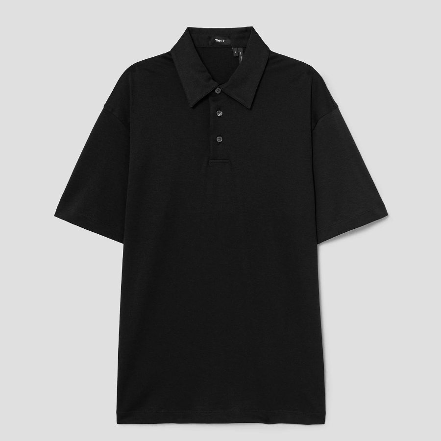 Theory Men Clinton Knit Relaxed Polo Tee - Black