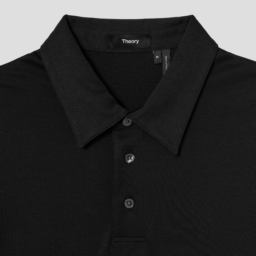 Theory Men Clinton Knit Relaxed Polo Tee - Black