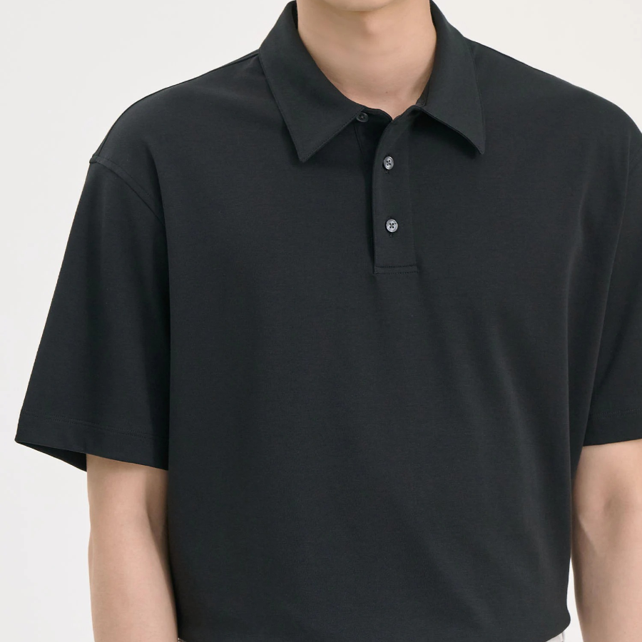 Theory Men Clinton Knit Relaxed Polo Tee - Black