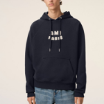 ami (Unisex) Ami Paris Croche Hoodie – Navy Blue