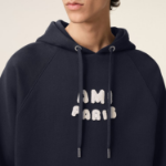 ami (Unisex) Ami Paris Croche Hoodie – Navy Blue
