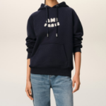 ami (Unisex) Ami Paris Croche Hoodie – Navy Blue