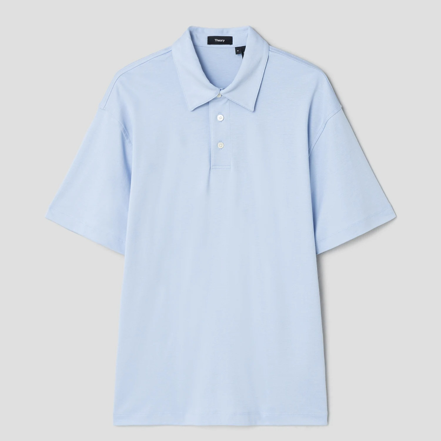 Theory Men Clinton Knit Relaxed Polo Tee - Clear Sky