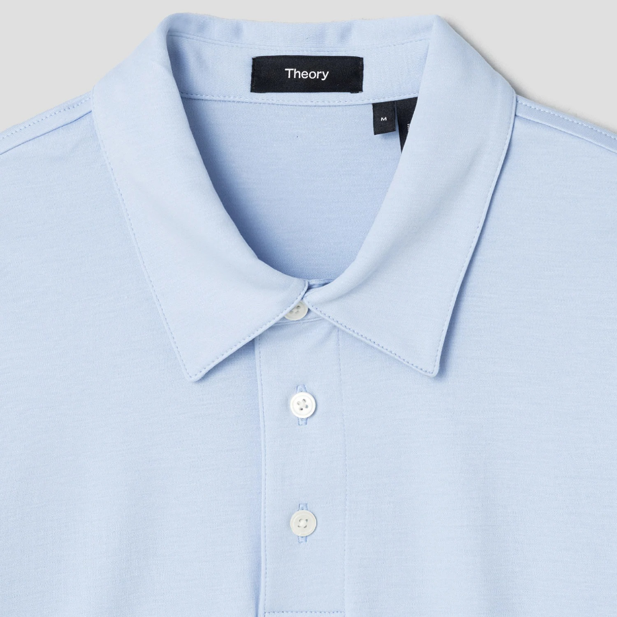 Theory Men Clinton Knit Relaxed Polo Tee - Clear Sky