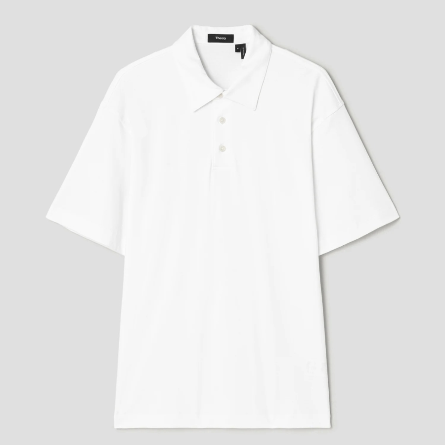 Theory Men Clinton Knit Relaxed Polo Tee - White