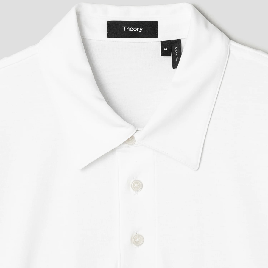 Theory Men Clinton Knit Relaxed Polo Tee - White