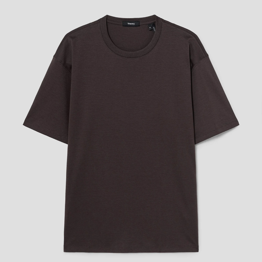 Theory Men Clinton Knit Relaxed Tee - Dark Mocha