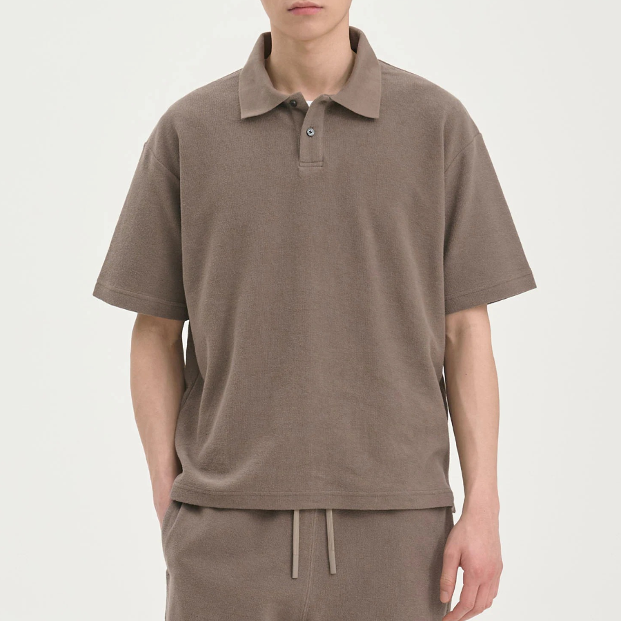 Theory Men Surf Terry Kyrie Polo Tee - Walnut