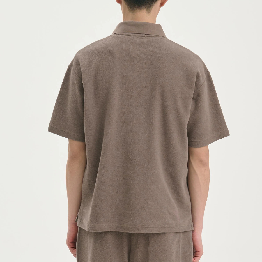 Theory Men Surf Terry Kyrie Polo Tee - Walnut