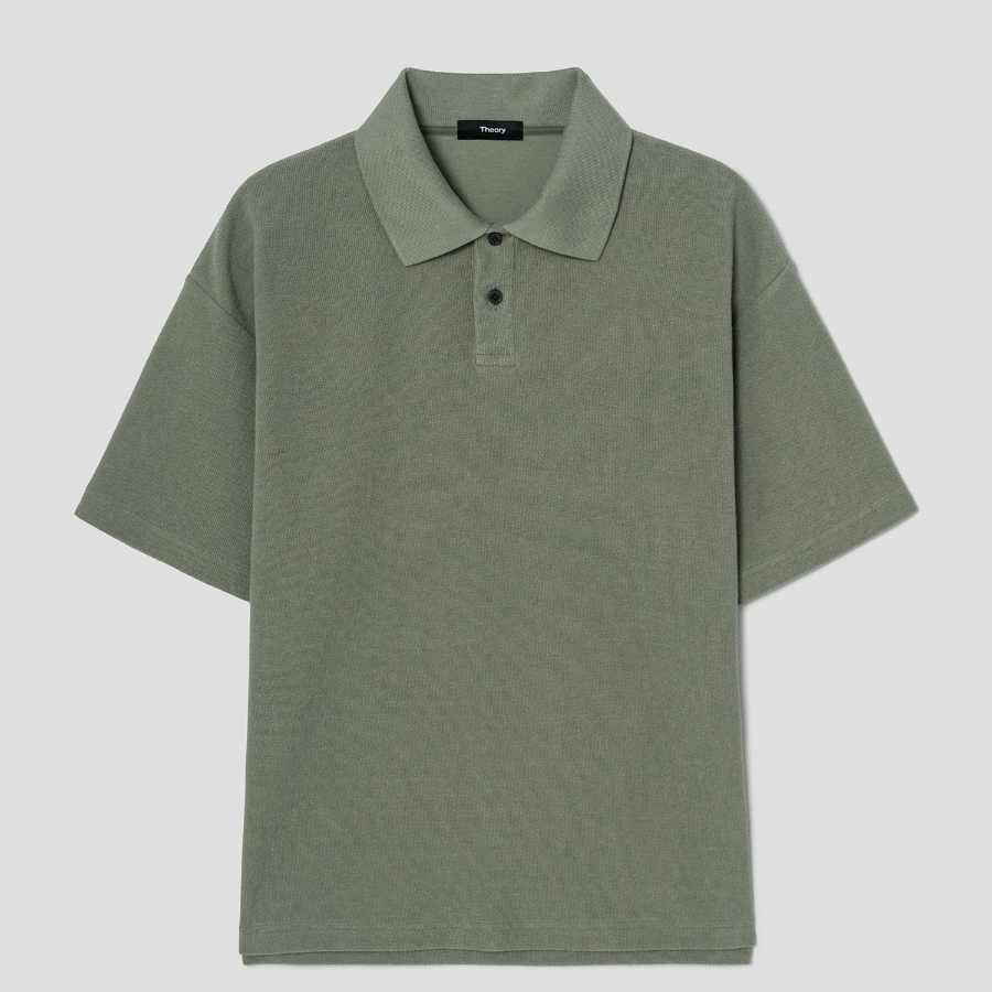 Theory Men Surf Terry Kyrie Polo Tee - Dark Greenstone