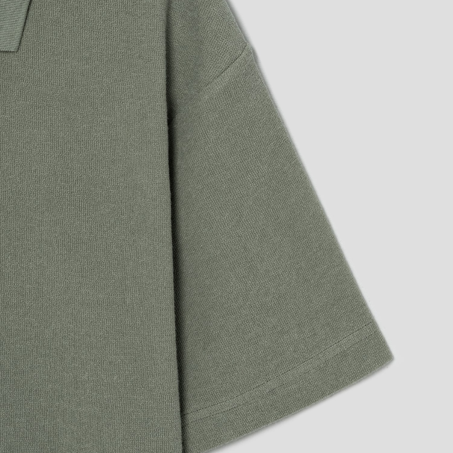 Theory Men Surf Terry Kyrie Polo Tee - Dark Greenstone