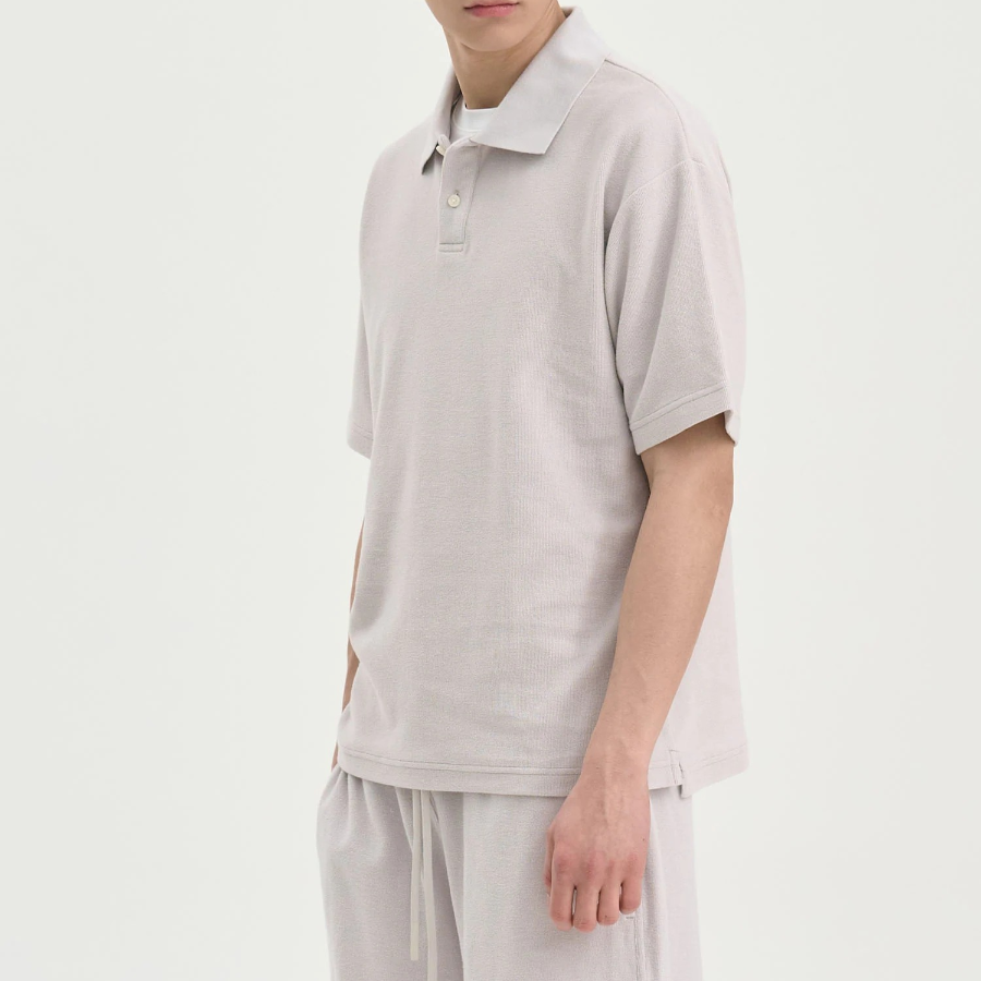 Theory Men Surf Terry Kyrie Polo Tee - Fog