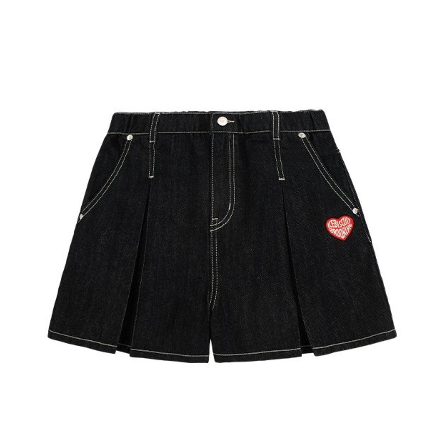 ICEBISCUIT [Junior] IB Heart Flare Black Denim Shorts – IB52DP607