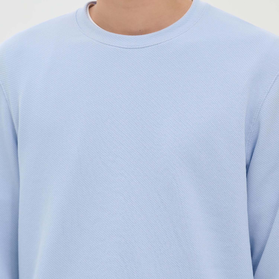 Theory Men Studio Jacquard Delroy Long Sleeve Tee - Sky Blue