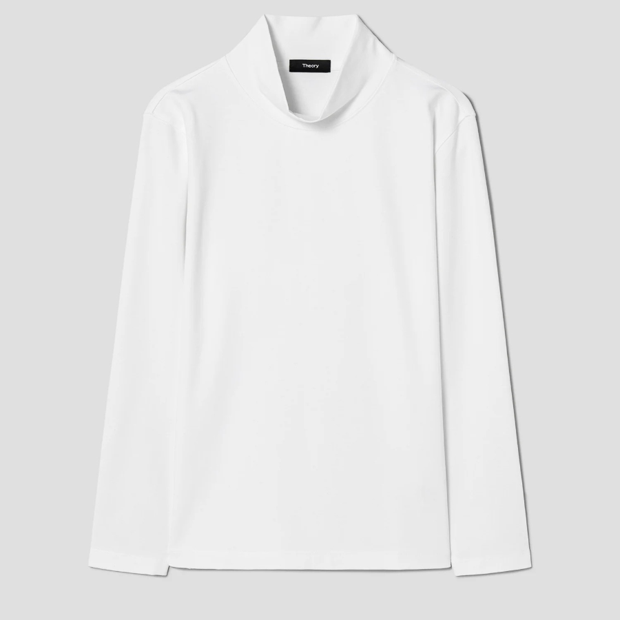 Theory Men Relay Jersey Ryder Long Sleeve Turtle Ne - White