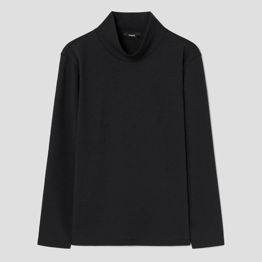 Theory Men Relay Jersey Ryder Long Sleeve Turtle Ne - Black