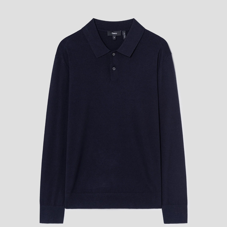 Theory Men Light Bilen Goris Polo Long Sleeve Sweat - Baltic