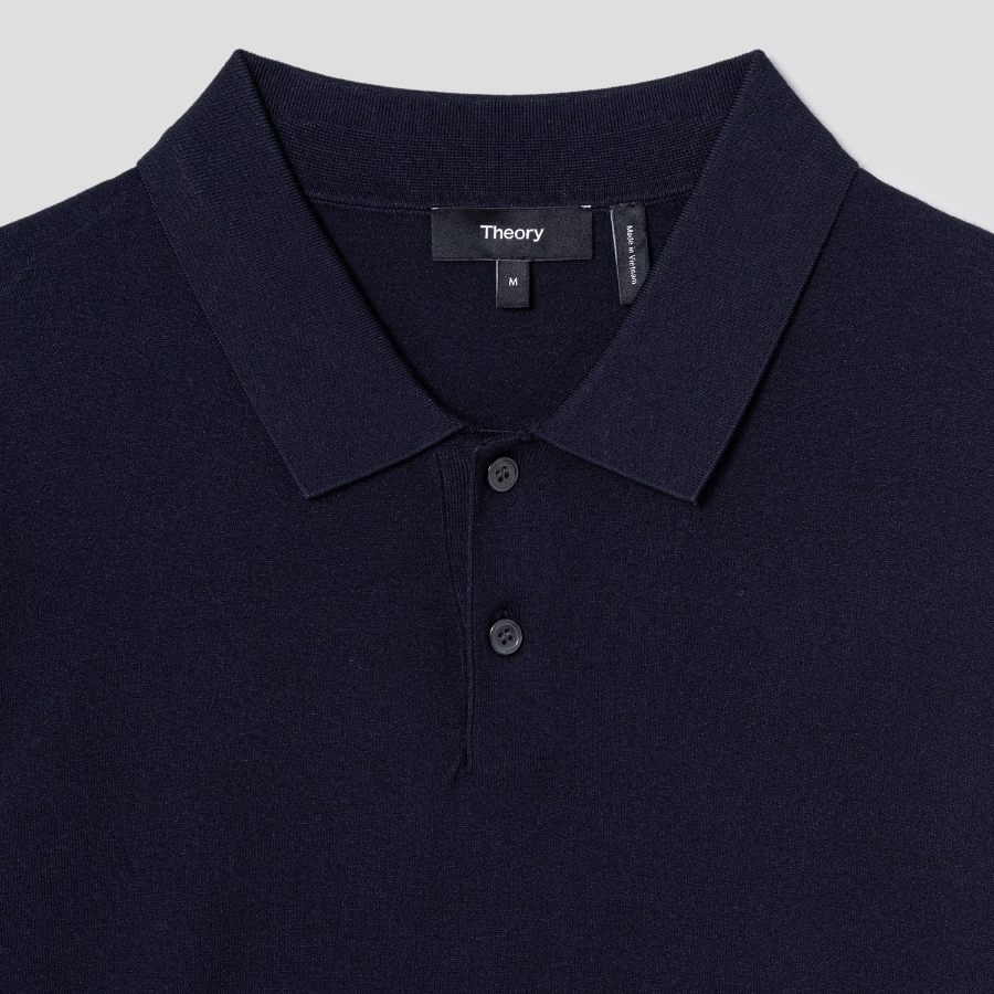 Theory Men Light Bilen Goris Polo Long Sleeve Sweat - Baltic