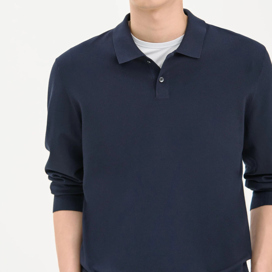 Theory Men Light Bilen Goris Polo Long Sleeve Sweat - Baltic