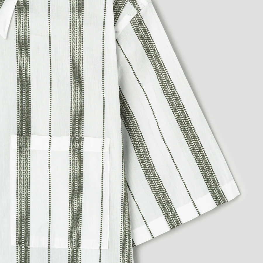 Theory Men Summer Dobby Noll Short Sleeve Shirt - Ivory/Orchard