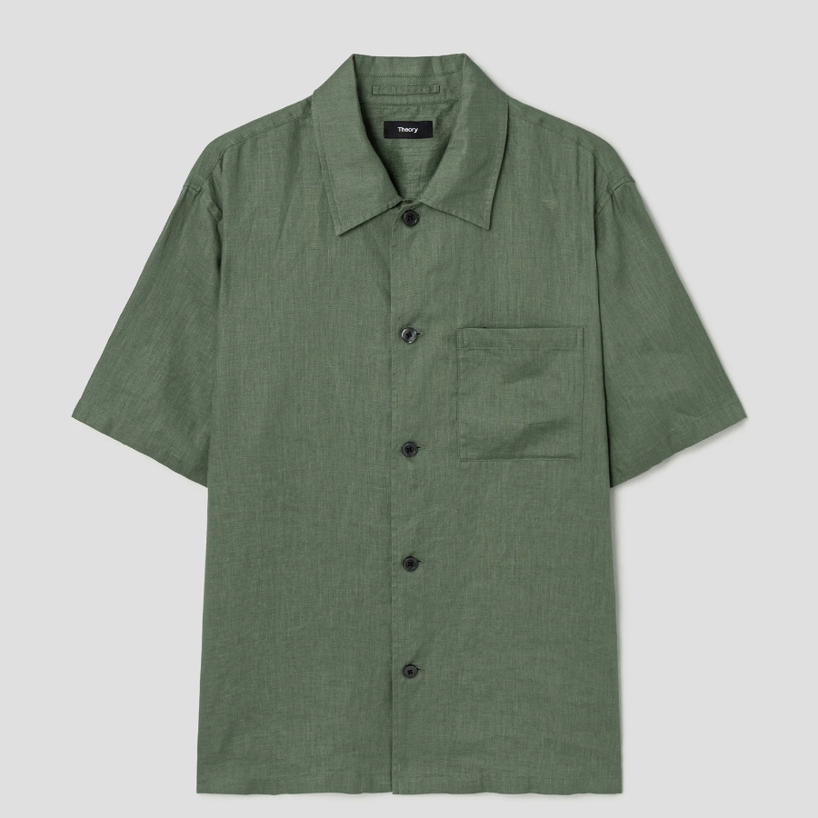 Theory Men Relaxed Linen Lt Short Sleeve Shirt - Orchard