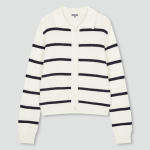 JAJU Stripe Collar Cardigan – Light Navy