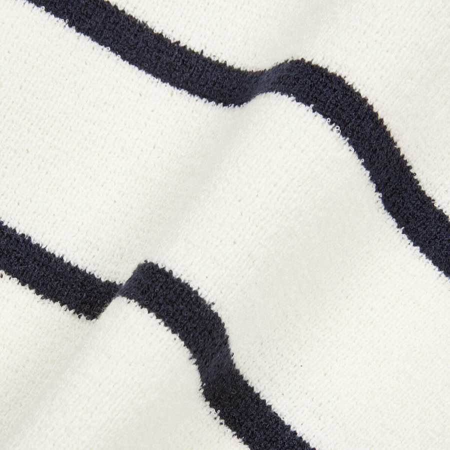 JAJU Stripe Collar Cardigan – Light Navy