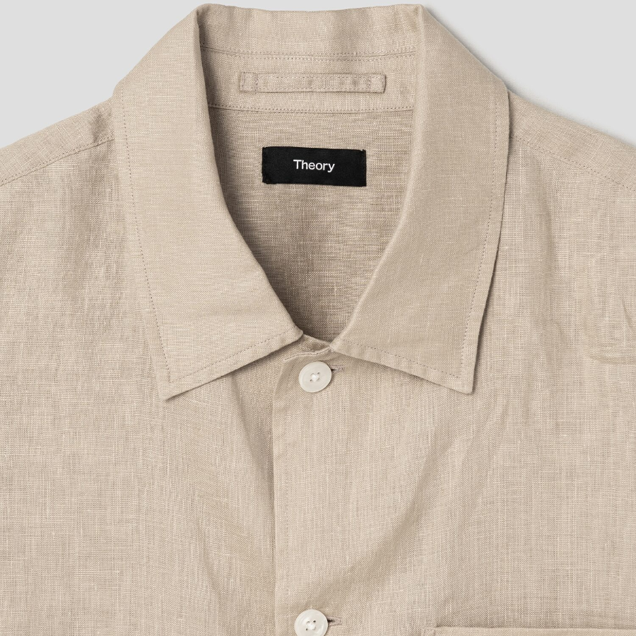 Theory Men Relaxed Linen Lt Short Sleeve Shirt - Chino