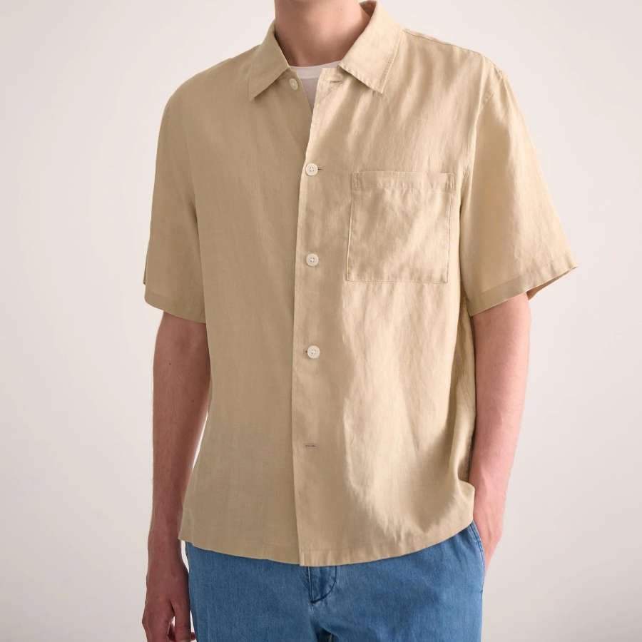 Theory Men Relaxed Linen Lt Short Sleeve Shirt - Chino
