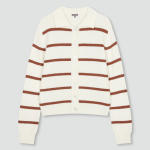 JAJU Stripe Collar Cardigan – Light Brown