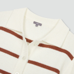 JAJU Stripe Collar Cardigan – Light Brown