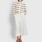 JAJU Stripe Collar Cardigan – Light Brown