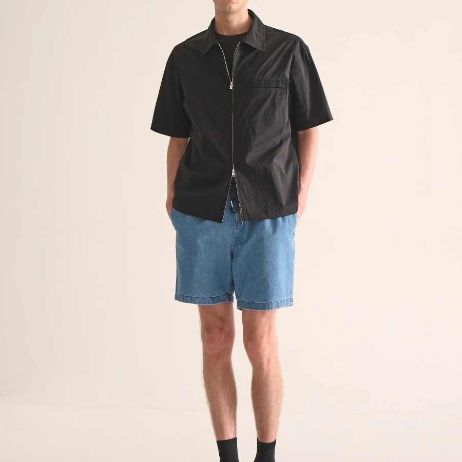 Theory Men Nylon Texture Cillian Short Sleeve Shirt - Black