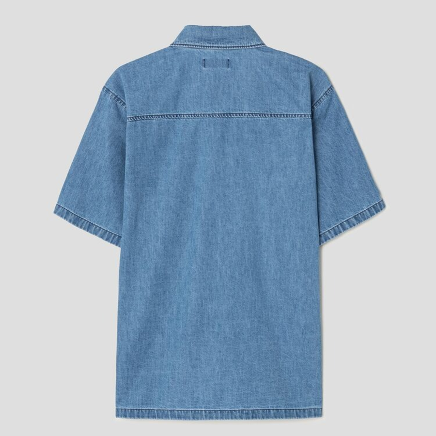 Theory Men Summer Denim Noll Short Sleeve Shirt - Light Wash