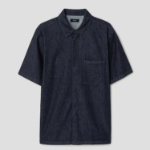 Theory Men Summer Denim Noll Short Sleeve Shirt - Dark Wash