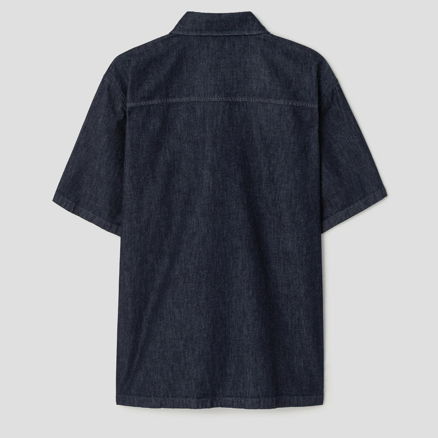 Theory Men Summer Denim Noll Short Sleeve Shirt - Dark Wash