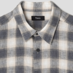 Theory Men Ombre Check Irving Shirt - Carbon Multi