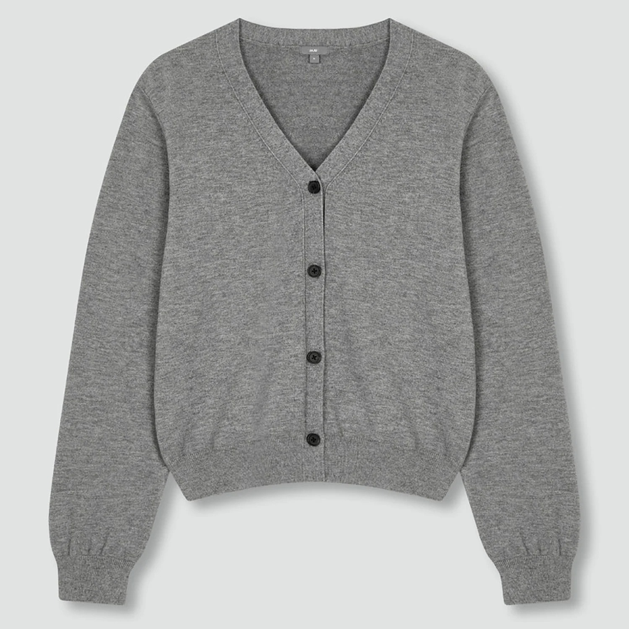JAJU V-Neck Cardigan – Melange Grey