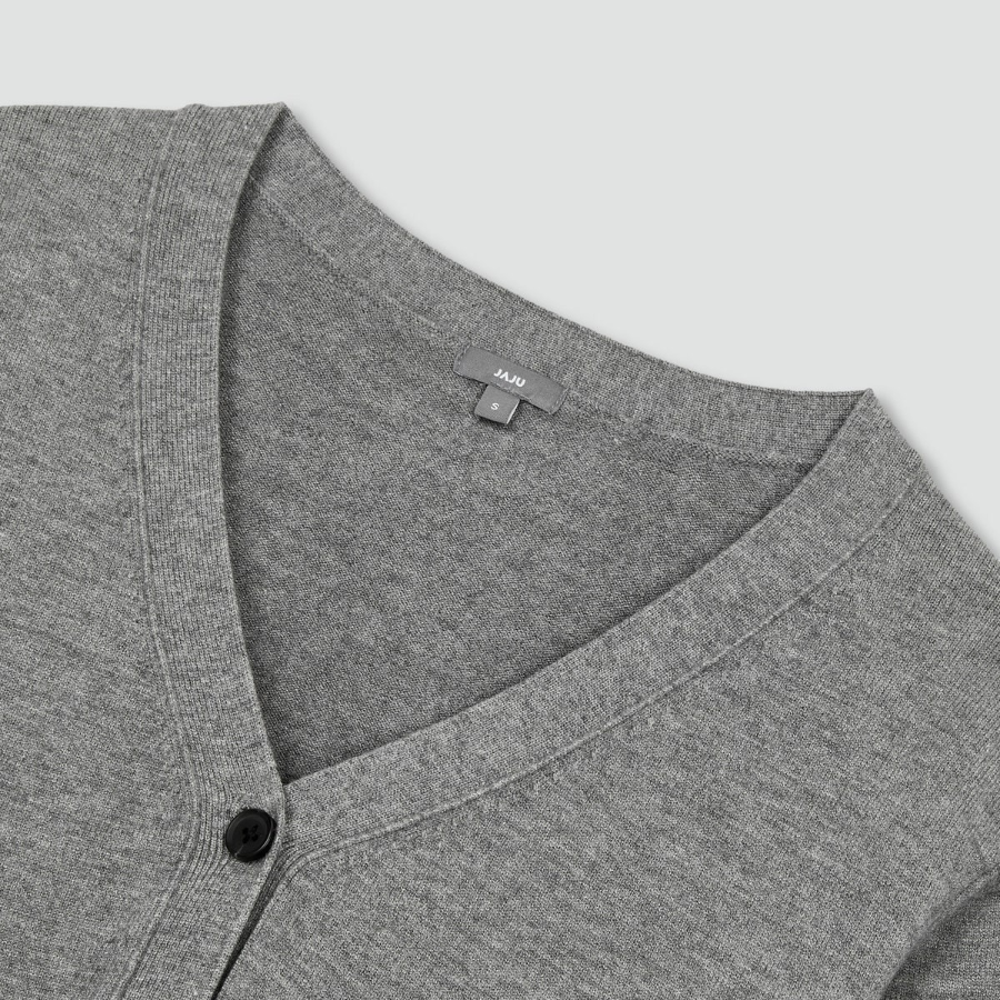 JAJU V-Neck Cardigan – Melange Grey