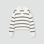 JAJU Stripe Collar Cardigan – Light Navy