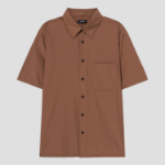 Theory Men Soft Lawn Noll Short Sleeve Shirt - Deep Tobacco