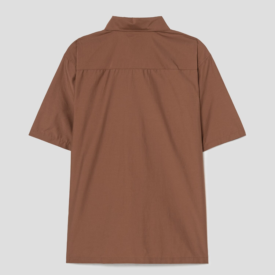 Theory Men Soft Lawn Noll Short Sleeve Shirt - Deep Tobacco