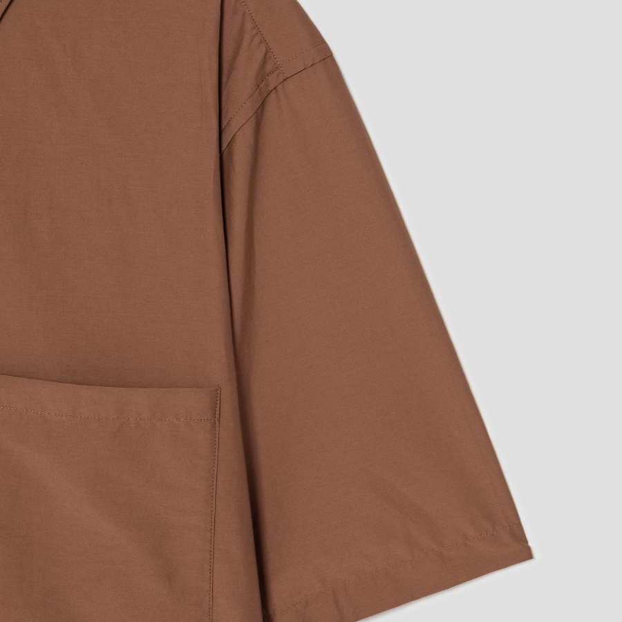 Theory Men Soft Lawn Noll Short Sleeve Shirt - Deep Tobacco