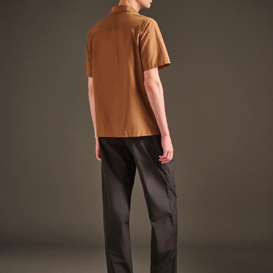 Theory Men Soft Lawn Noll Short Sleeve Shirt - Deep Tobacco