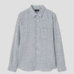 Theory Men Summer Stripe Irving Shirt - Dark Rainstorm/Eggshell