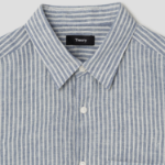 Theory Men Summer Stripe Irving Shirt - Dark Rainstorm/Eggshell