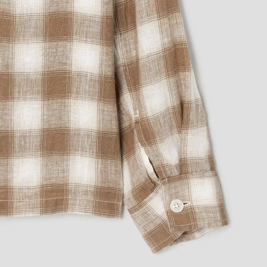 Theory Men Ombre Check Lt Shirt - Deep Tobacco Multi